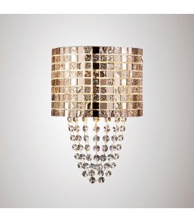 Wall Lamp 2 Light G9 Rose Gold, Mosaic Glass, Crystal - 2