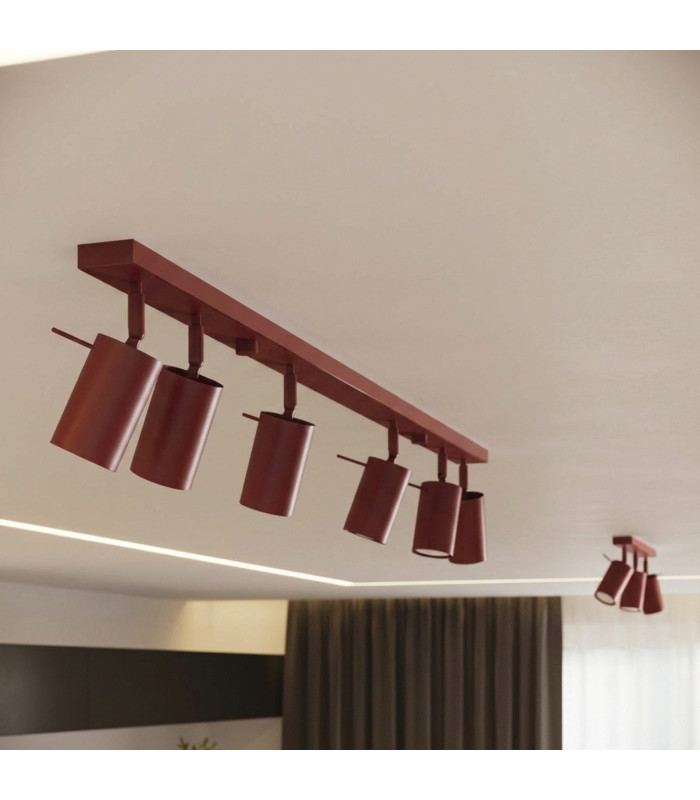Ring Ceiling Spotlight Bar Burgundy 6x GU10-13
