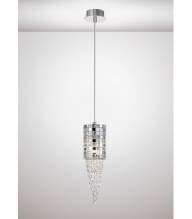 Ceiling Pendant 1 Light G9 Polished Chrome, Mosaic Glass, Crystal - 2