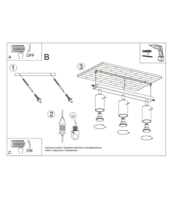 Ring Ceiling Spotlight Bar Pink 3x GU10-10