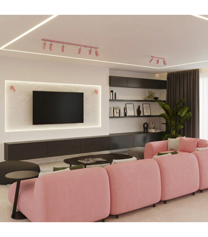 Ring Ceiling Spotlight Bar Pink 3x GU10-12