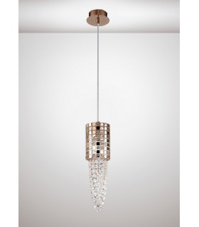 Ceiling Pendant 1 Light G9 Rose Gold, Mosaic Glass, Crystal - 2