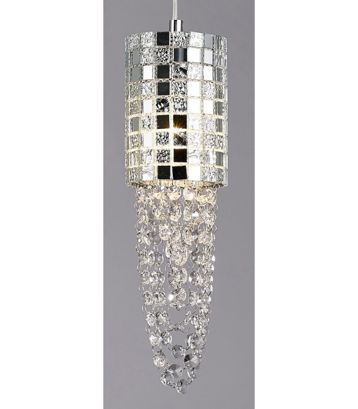 Ceiling Pendant 3 Light G9 Line Polished Chrome, Mosaic Glass, Crystal - 6