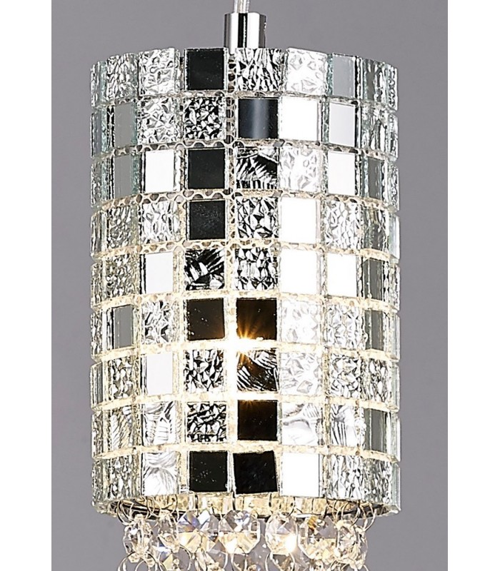 Ceiling Pendant 3 Light G9 Line Polished Chrome, Mosaic Glass, Crystal - 7