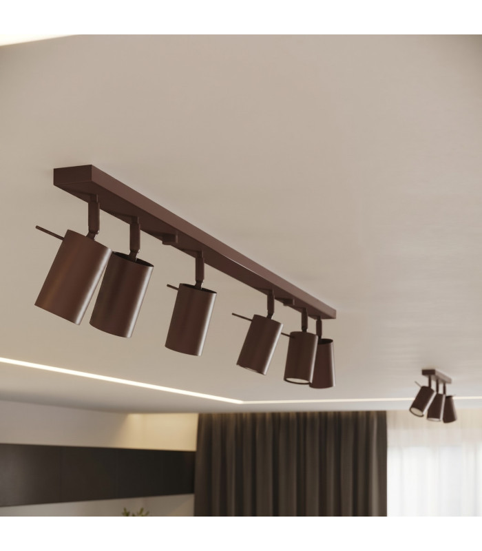 Ring Ceiling Spotlight Bar Brown 4x GU10-12