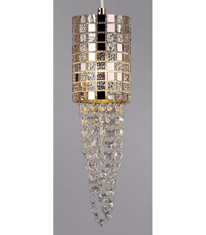 Ceiling Pendant 3 Light G9 Line Rose Gold, Mosaic Glass, Crystal - 6