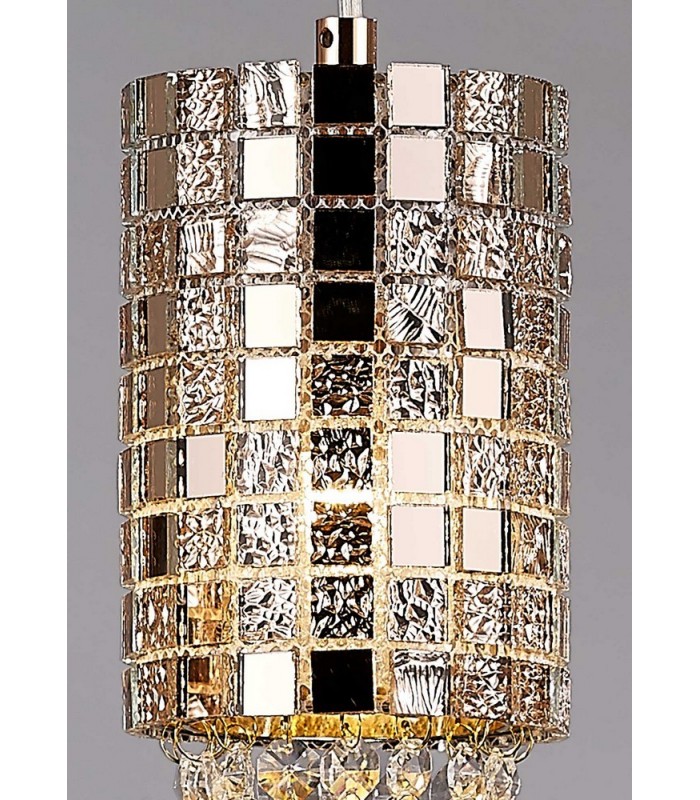Ceiling Pendant 3 Light G9 Line Rose Gold, Mosaic Glass, Crystal - 7