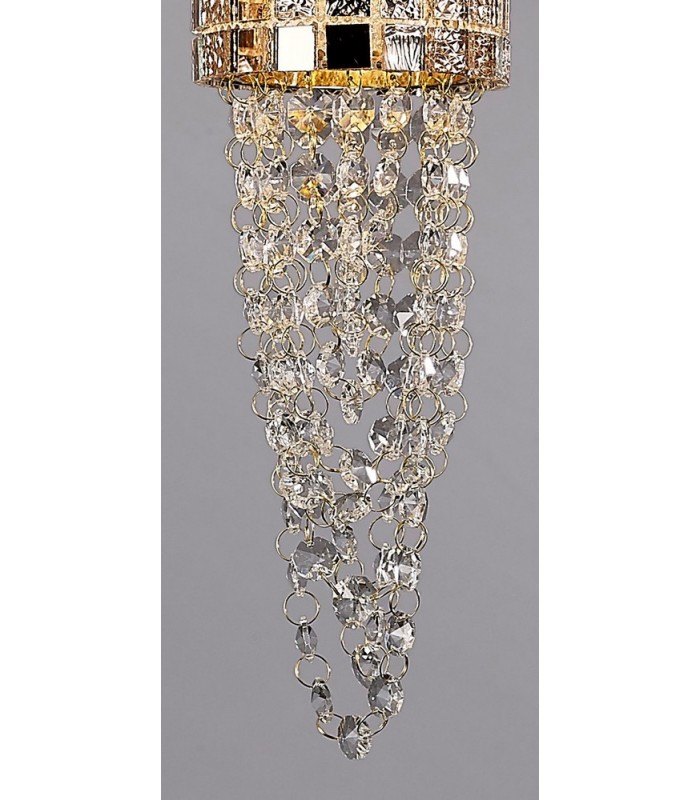 Ceiling Pendant 3 Light G9 Line Rose Gold, Mosaic Glass, Crystal - 8