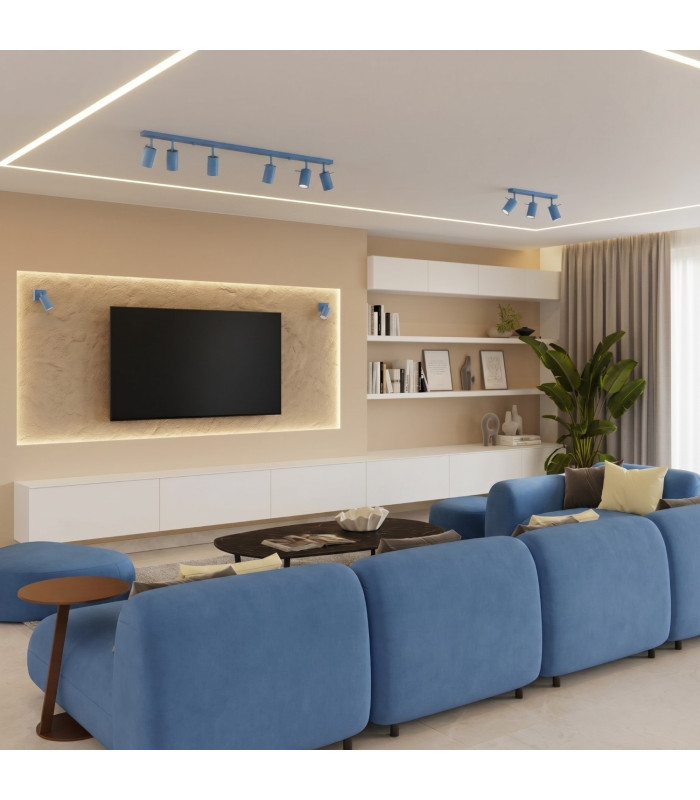 Ring Ceiling Spotlight Bar Blue 4x GU10-12