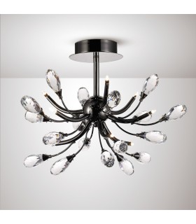 Semi Flush Ceiling 9 Light G4 Black Chrome, Clear Crystal - 2
