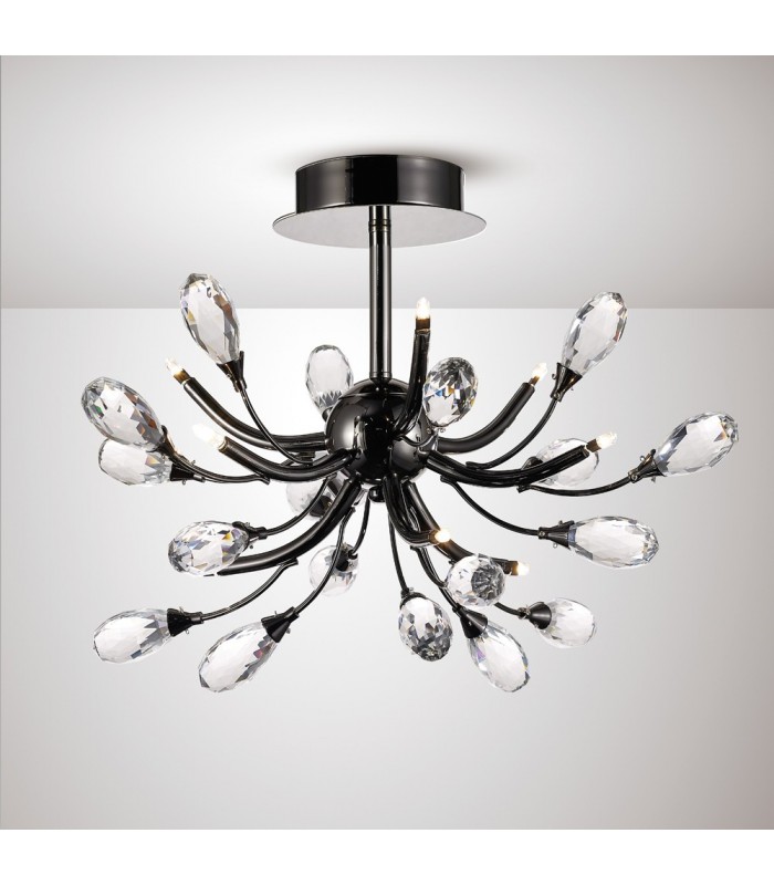Semi Flush Ceiling 9 Light G4 Black Chrome, Clear Crystal - 2