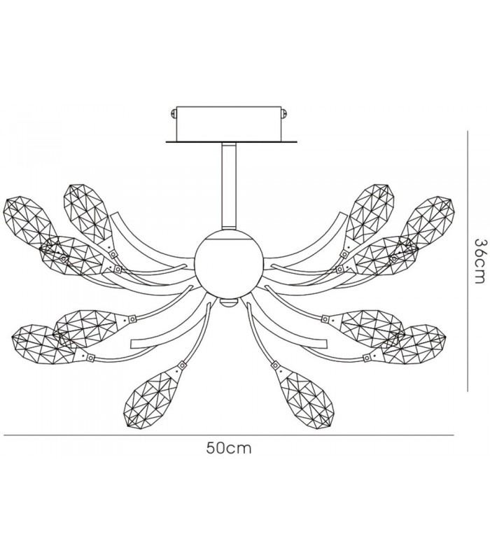 Semi Flush Ceiling 9 Light G4 Black Chrome, Clear Crystal - 3