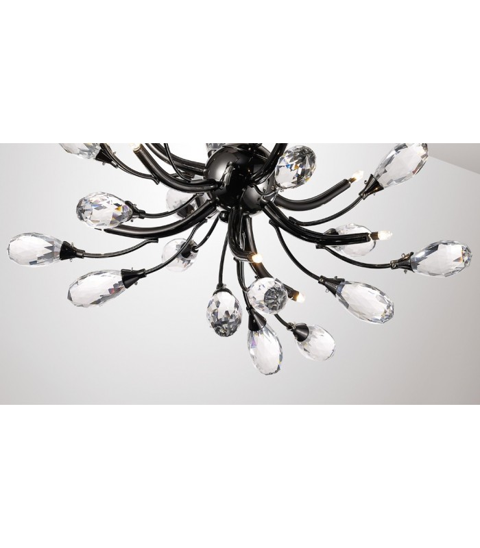 Semi Flush Ceiling 9 Light G4 Black Chrome, Clear Crystal - 4