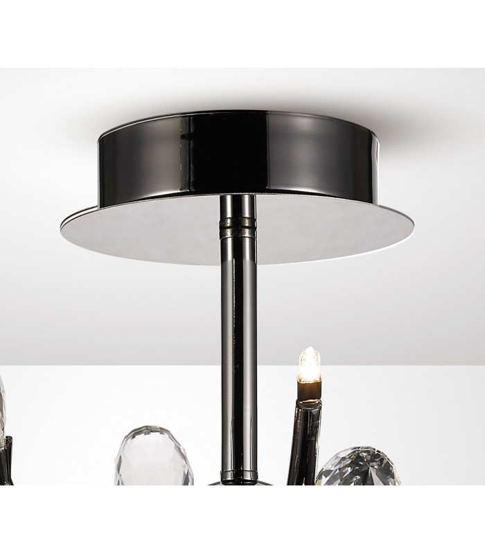 Semi Flush Ceiling 9 Light G4 Black Chrome, Clear Crystal - 5