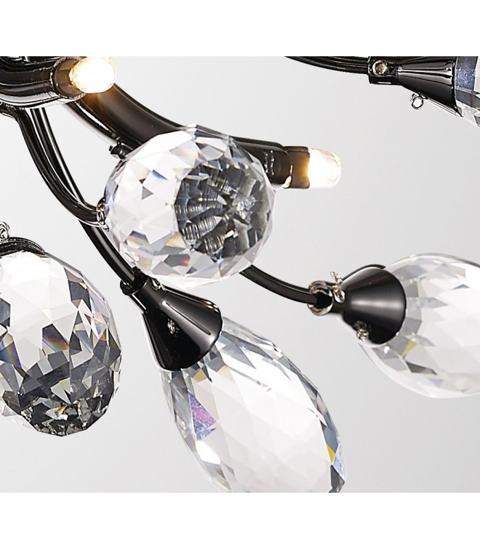 Semi Flush Ceiling 9 Light G4 Black Chrome, Clear Crystal - 6