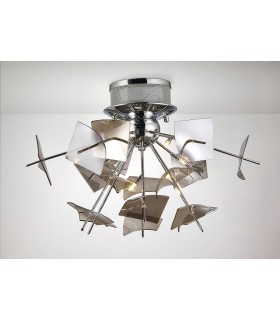 Ceiling 6 Light G4 Polished Chrome, Smoke Glass - 2