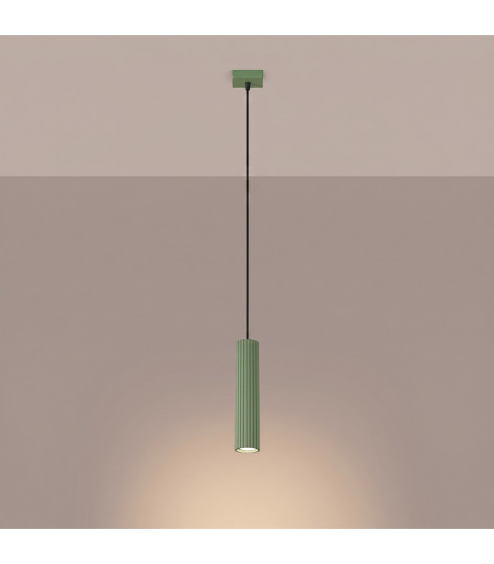 Karbon Slim Pendant Ceiling Light Sage 1x GU10-3