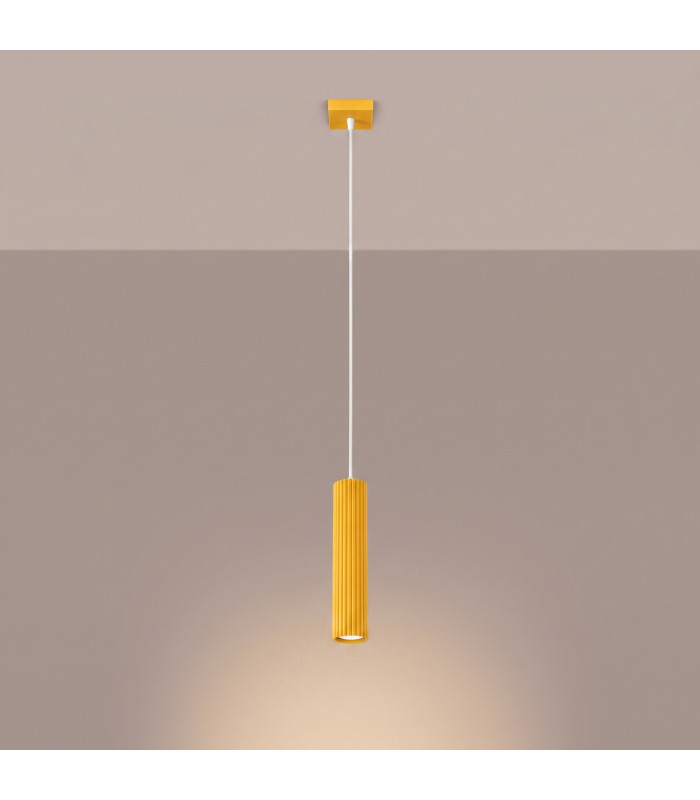 Karbon Slim Pendant Ceiling Light Yellow 1x GU10-3