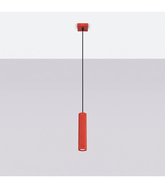 Karbon Slim Pendant Ceiling Light Red 1x GU10-2