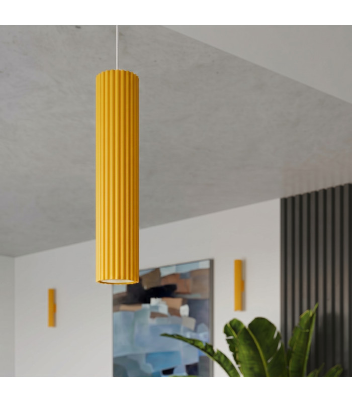 Karbon Slim Pendant Ceiling Light Yellow 1x GU10-14