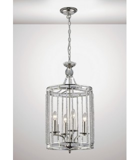 Ceiling Pendant 4 Light E14 Polished Nickel, Crystal - 2
