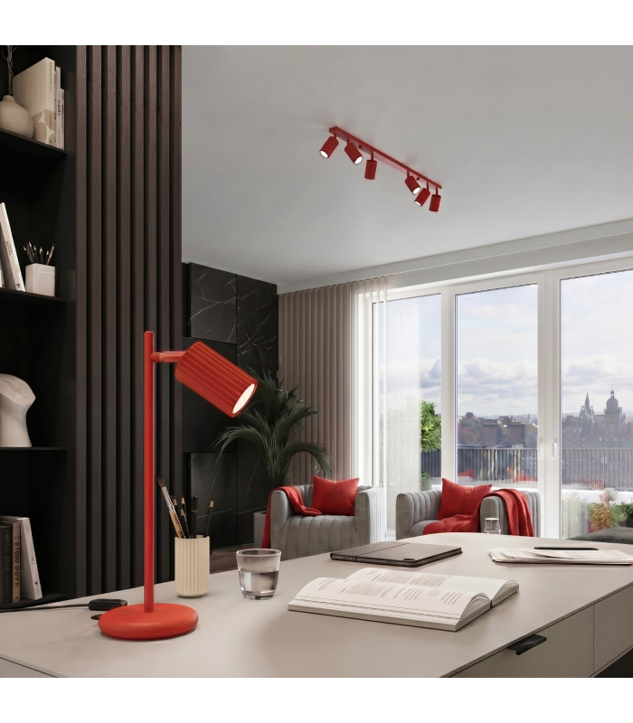 Karbon Slim Pendant Ceiling Light Red 1x GU10-12