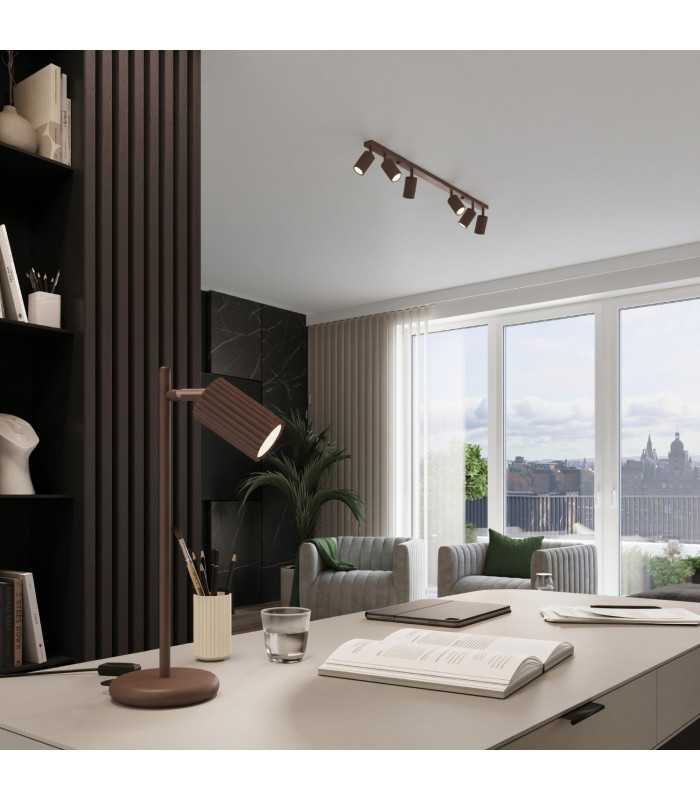 Karbon Slim Pendant Ceiling Light Brown 1x GU10-12