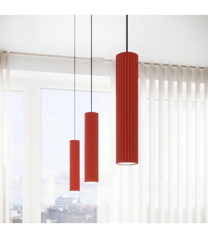 Karbon Slim Pendant Ceiling Light Red 1x GU10-13