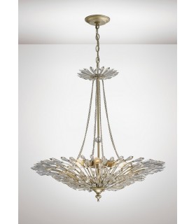 Ceiling Pendant 6 Light E14 Aged Gold, Silver, Crystal - 2