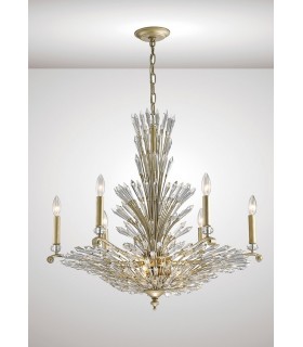 Ceiling Pendant 6+3 Light E14 Aged Gold, Silver, Crystal - 2