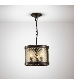Ceiling Pendant, Semi Flush Ceiling Convertible 3 Light E14 Oiled Bronze, Clear Glass - 2