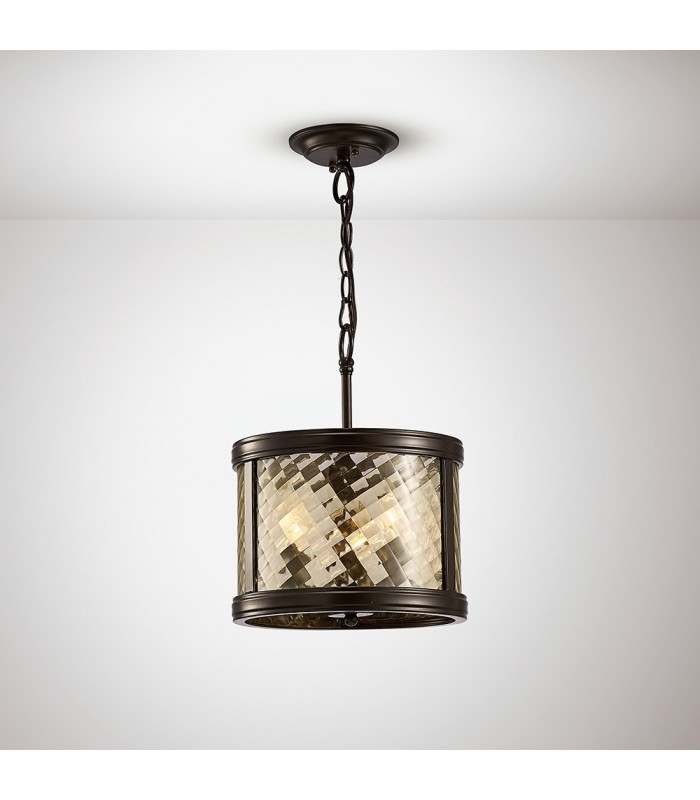 Ceiling Pendant, Semi Flush Ceiling Convertible 3 Light E14 Oiled Bronze, Clear Glass - 2