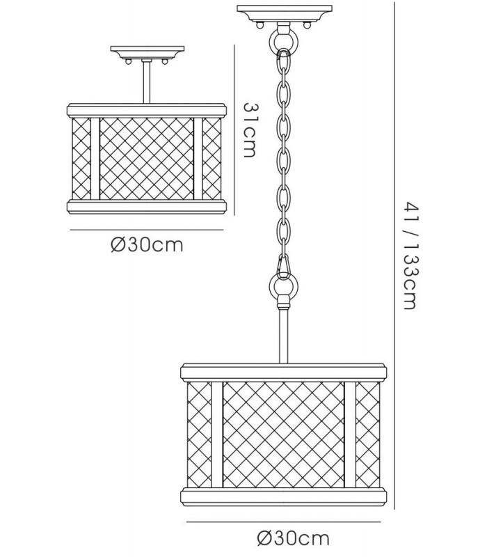Ceiling Pendant, Semi Flush Ceiling Convertible 3 Light E14 Oiled Bronze, Clear Glass - 3
