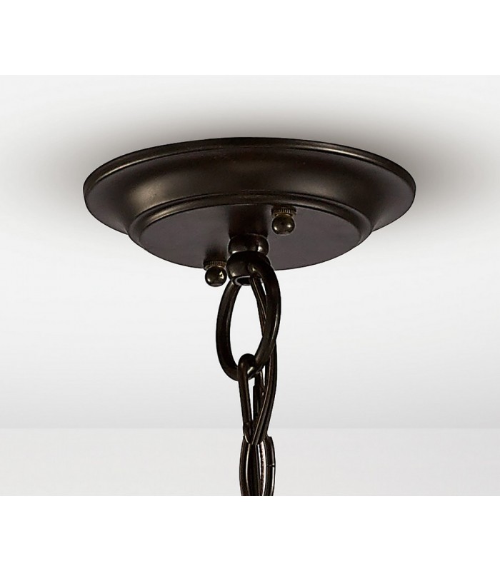 Ceiling Pendant, Semi Flush Ceiling Convertible 3 Light E14 Oiled Bronze, Clear Glass - 4
