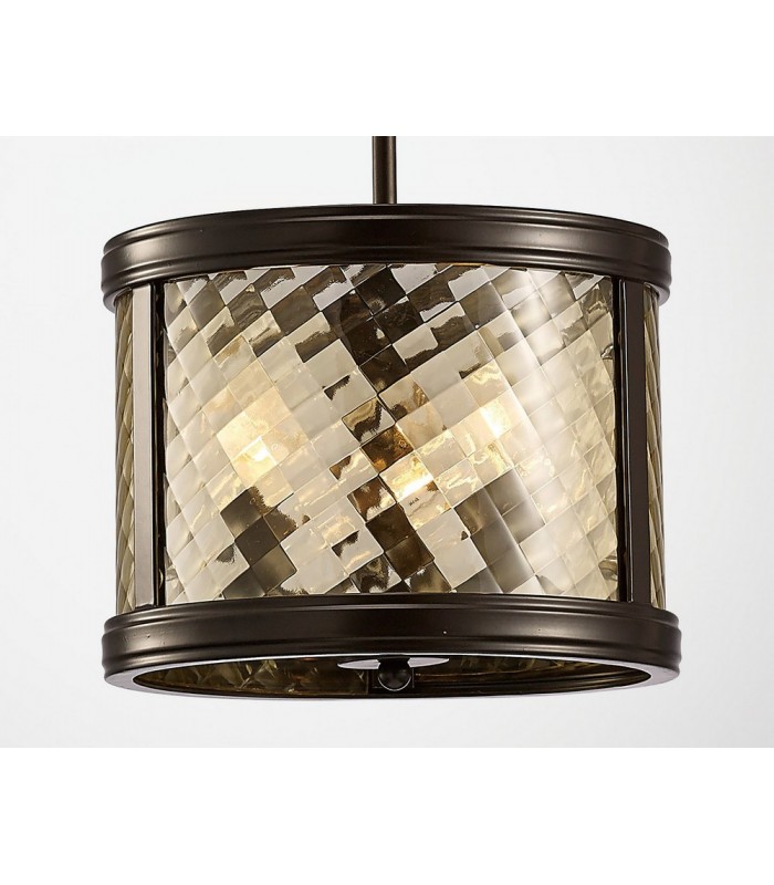 Ceiling Pendant, Semi Flush Ceiling Convertible 3 Light E14 Oiled Bronze, Clear Glass - 5