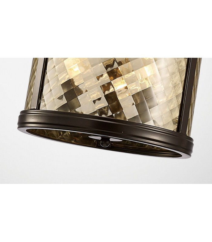 Ceiling Pendant, Semi Flush Ceiling Convertible 3 Light E14 Oiled Bronze, Clear Glass - 7