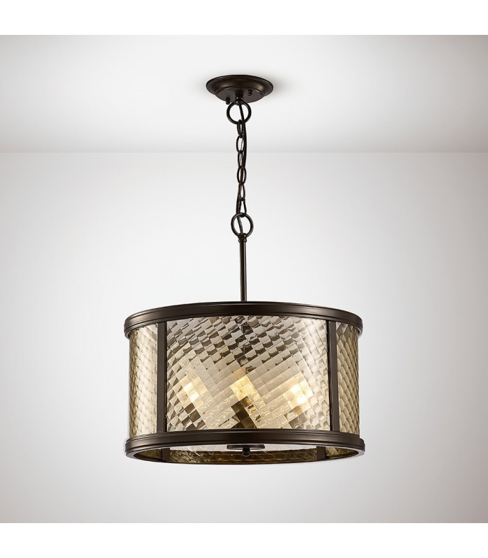 Ceiling Pendant 4 Light E14 Oiled Bronze, Clear Glass - 2
