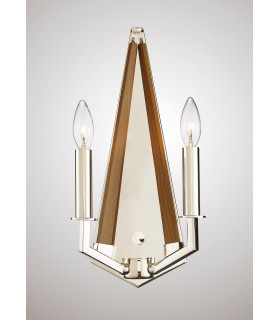 Wall Lamp 2 Candle Light E14 Polished Nickel, Taupe Wood - 2