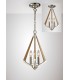 Tetragonal Caged Ceiling Pendant 3 Light E14 Polished Nickel, Taupe Wood - 2