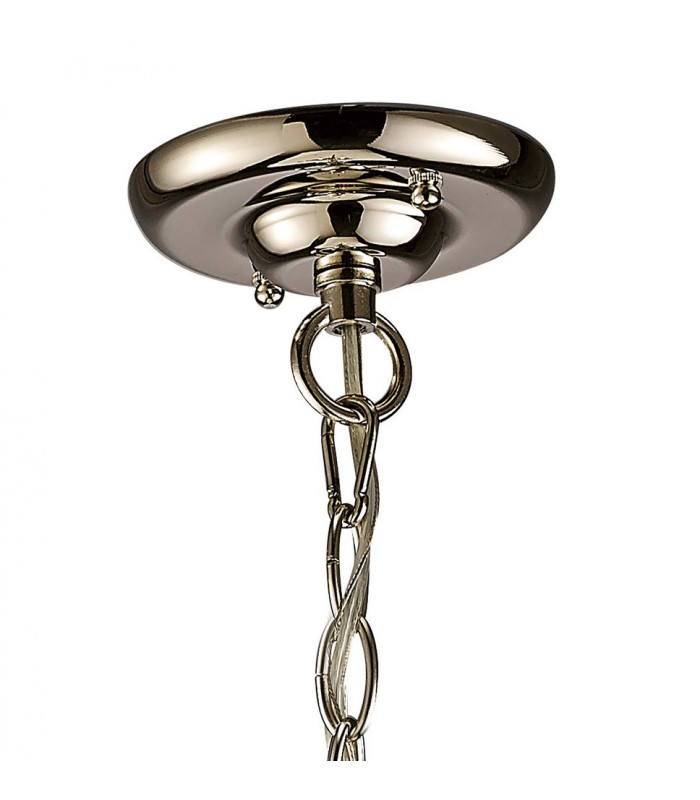 Tetragonal Caged Ceiling Pendant 3 Light E14 Polished Nickel, Taupe Wood - 4