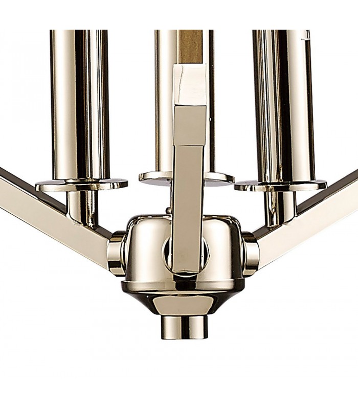 Tetragonal Caged Ceiling Pendant 3 Light E14 Polished Nickel, Taupe Wood - 8