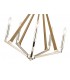 Pentagonal Caged Ceiling Pendant 5 Light E14 Polished Nickel, Taupe Wood - 5