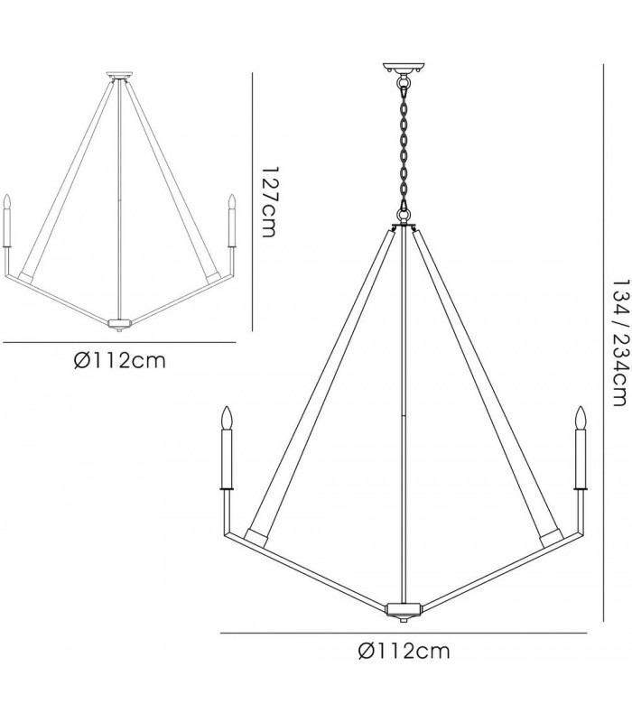 Decagonal Caged Ceiling Pendant 10 Light E14 Polished Nickel, Taupe Wood (Item Requires Assembly) - 3
