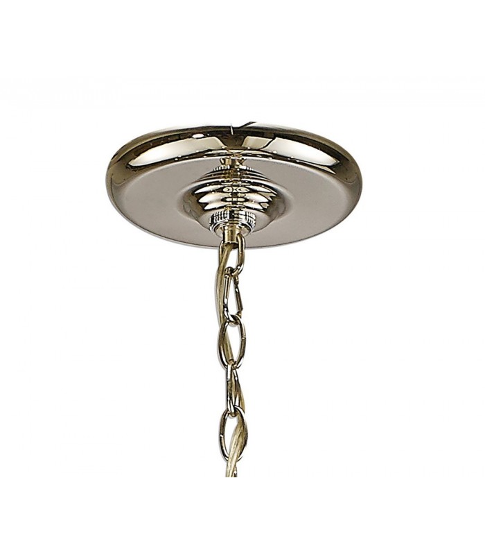 Decagonal Caged Ceiling Pendant 10 Light E14 Polished Nickel, Taupe Wood (Item Requires Assembly) - 4