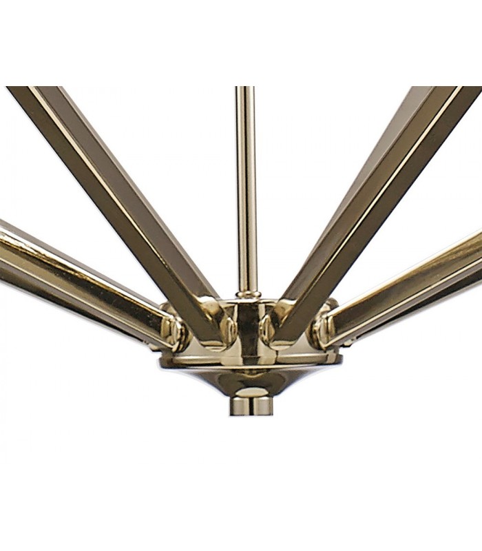 Decagonal Caged Ceiling Pendant 10 Light E14 Polished Nickel, Taupe Wood (Item Requires Assembly) - 8