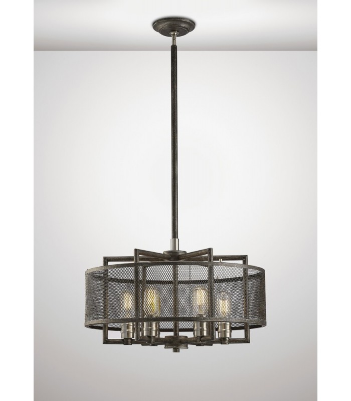 Ceiling Pendant 6 Light E27 Weathered Zinc, Brushed Nickel - 2