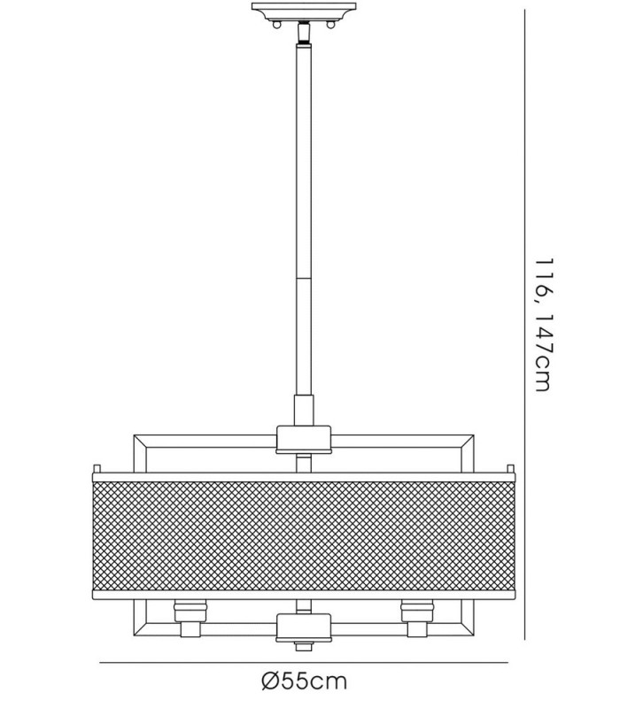 Ceiling Pendant 6 Light E27 Weathered Zinc, Brushed Nickel - 3