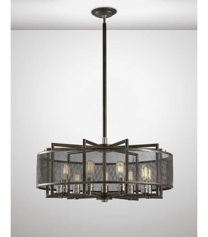Ceiling Pendant 9 Light E27 Weathered Zinc, Brushed Nickel - 2