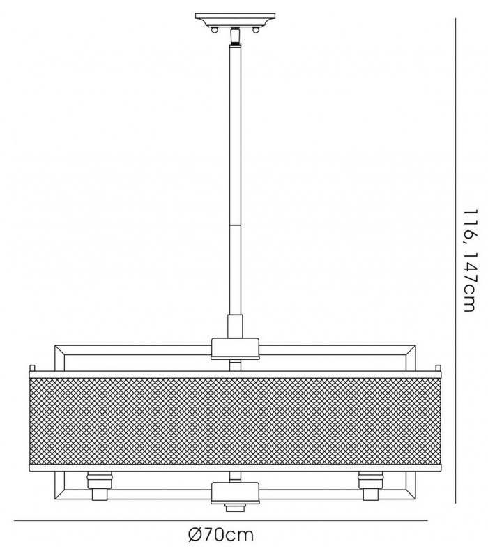 Ceiling Pendant 9 Light E27 Weathered Zinc, Brushed Nickel - 3