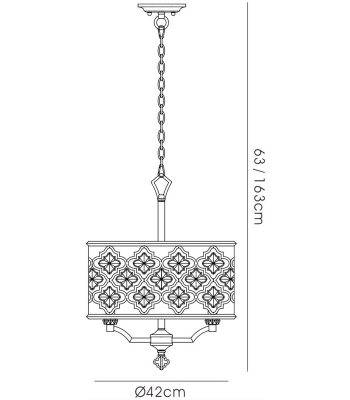 Cylindrical Ceiling Pendant 4 Light E14 Mocha, Teak Plated Crystal - 3